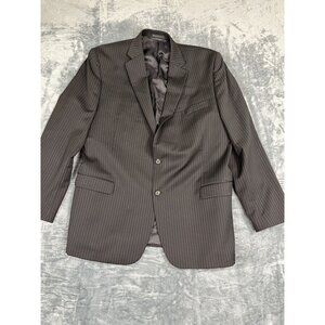 Lauren Ralph Lauren Mens 46L Black Striped Two-Button Wool Blazer Classic